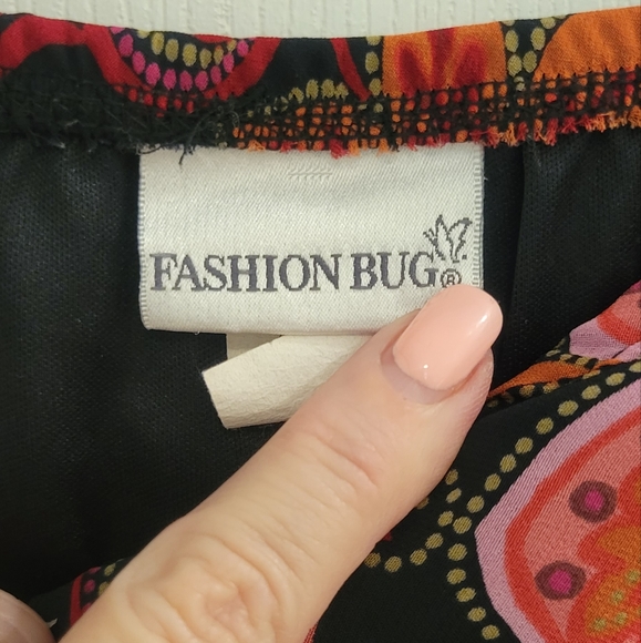 Fashion Bug Black Floral Skirt Large - Picture 4 of 7